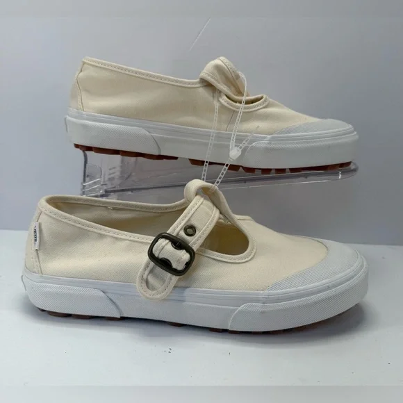 NWOB Vans Cream canvas Mary Jane Buckle Slip-Ons W9, M7.5 - Picture 5 of 14